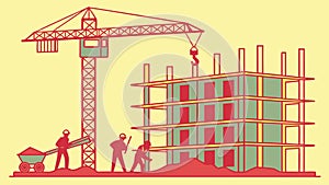 Building Skeleton under Construction, Urban Growth Development, vector design Generative AI