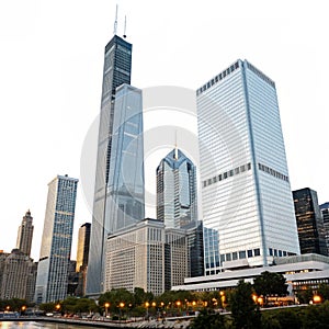 Building skyline white PNG photo