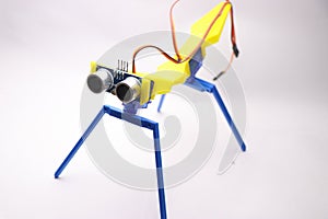 Building small walking robot using micro servo and ultrasonic sensor