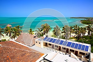 Building with a solar panel on the Isla Contoy