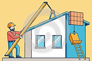 The construction site.Cool construction worker in a protective helmet