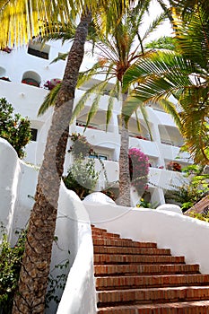 Building and staircase of luxury hotel
