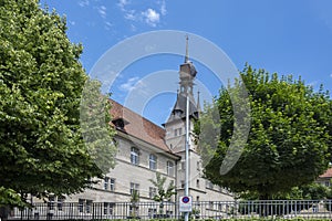 Building and street at city of Lausanne, Switzerland