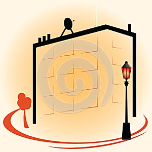 Building with street lights icon color vector