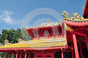 building structure of Phra Thinang Wehart Chamrun in Bang Pa-In Royal Palace, Ayutthaya, Thailand photo