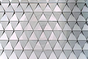 Building structures aluminum triangle geometry on facade of modern urban architecture