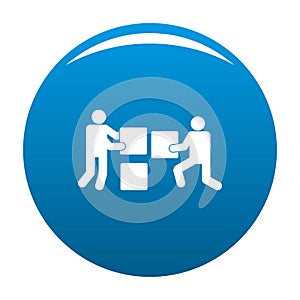 Building teamwork icon blue