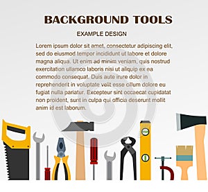 Building tools. Background for text. Construction, decoration, repair of houses, offices. Repair services. Tool kits. Sale, rent.