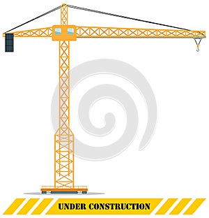 Building tower crane. Heavy construction machines. Vector illustration