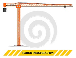 Building tower crane. Heavy equipment and machinery. Construction machine. Vector illustration.