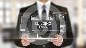 Building trust, businessman with hologram concept