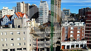 Building under construction from aerial view. Mar del Plata