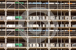 Building under construction background. Grid structure design with straight lines. Modern urban architecture of business center,