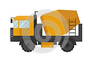 Building under construction cement mixer machine technics vector illustration