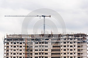 Building under construction with concrete blocks