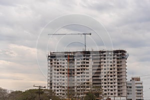 Building under construction with concrete blocks