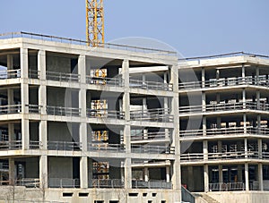 building under construction with concrete wall photo