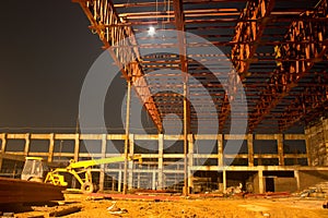 Building under construction, night scene