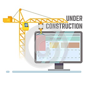 Building under construction web site vector background