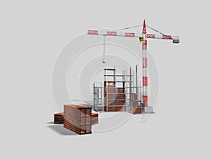 Building under construction on white background