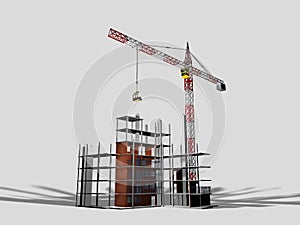 Building under construction on white background