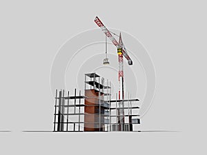 Building under construction on white background
