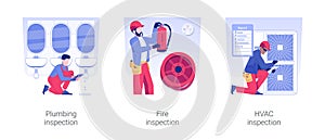 Building utilities inspections isolated concept vector illustrations.