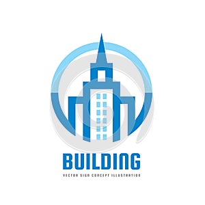 Building - vector logo template concept illustration. Real estate abstract symbol. Construction creative sign. Tower icon.