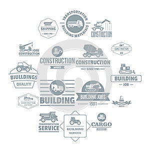 Building vehicles logo icons set, simple style