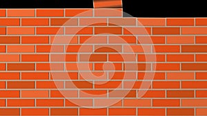 Building Wall of red bricks . Industrial and conceptual animation. Included alpha channel