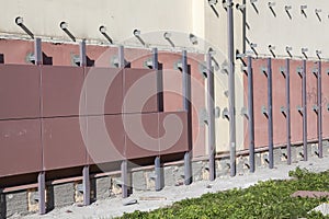 Building wall with ventilated facade under construction