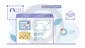 Building website project as programming homepage process Vector illustration