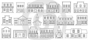 Building wild west line vector set illustration of icon.Western house vector set of icon.House wild west line on white