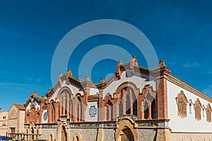 Building of the Wine Cathedral in El Pinell de Brai, Tarragona, Catalonia, Spain. Copy space for text photo