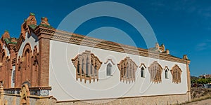 Building of the Wine Cathedral in El Pinell de Brai, Tarragona, Catalonia, Spain. Copy space for text photo