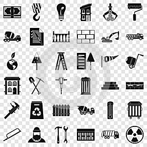 Building work icons set, simple style