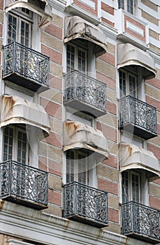 Building with wrought iron balconies