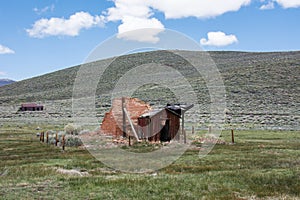 Buildings in the abandoned ghost town of Bodie California. Bodie was a busy, high elevation gold mining town in the Sierra Nevada