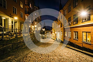 Buildings along Bellmansgatan at night, in SÃ¶dermalm, Stockholm