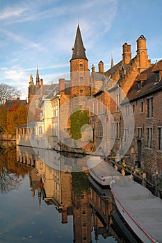 Buildings Along Canal In Brugges, Belgium