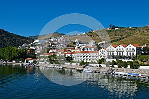 Buildings along Douro River in Douro Valley in Pinhao, Portugal