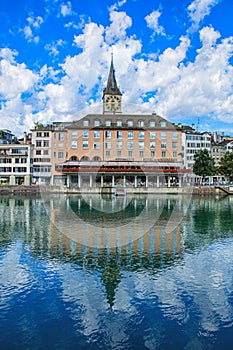 Buildings along the Limmat river in the historic part of Zurich