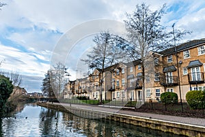 Buildings along Nene River in Northampton, UK photo