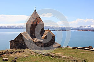The buildings of the ancient monastery of Sevanavank near Lake Sevan in Armenia