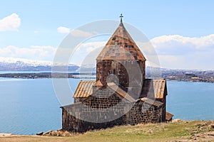 The buildings of the ancient monastery of Sevanavank near Lake Sevan in Armenia