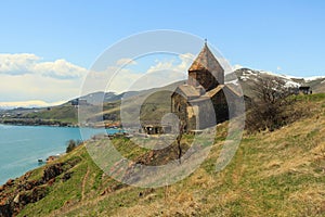 The buildings of the ancient monastery of Sevanavank near Lake Sevan in Armenia