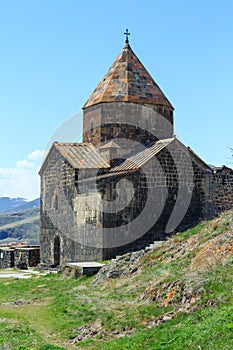 The buildings of the ancient monastery of Sevanavank near Lake Sevan in Armenia