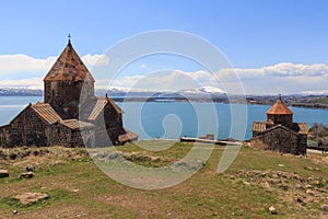 The buildings of the ancient monastery of Sevanavank near Lake Sevan in Armenia