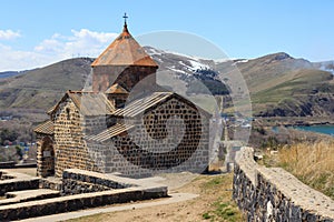 The buildings of the ancient monastery of Sevanavank near Lake Sevan in Armenia