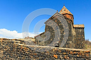 The buildings of the ancient monastery of Sevanavank near Lake Sevan in Armenia